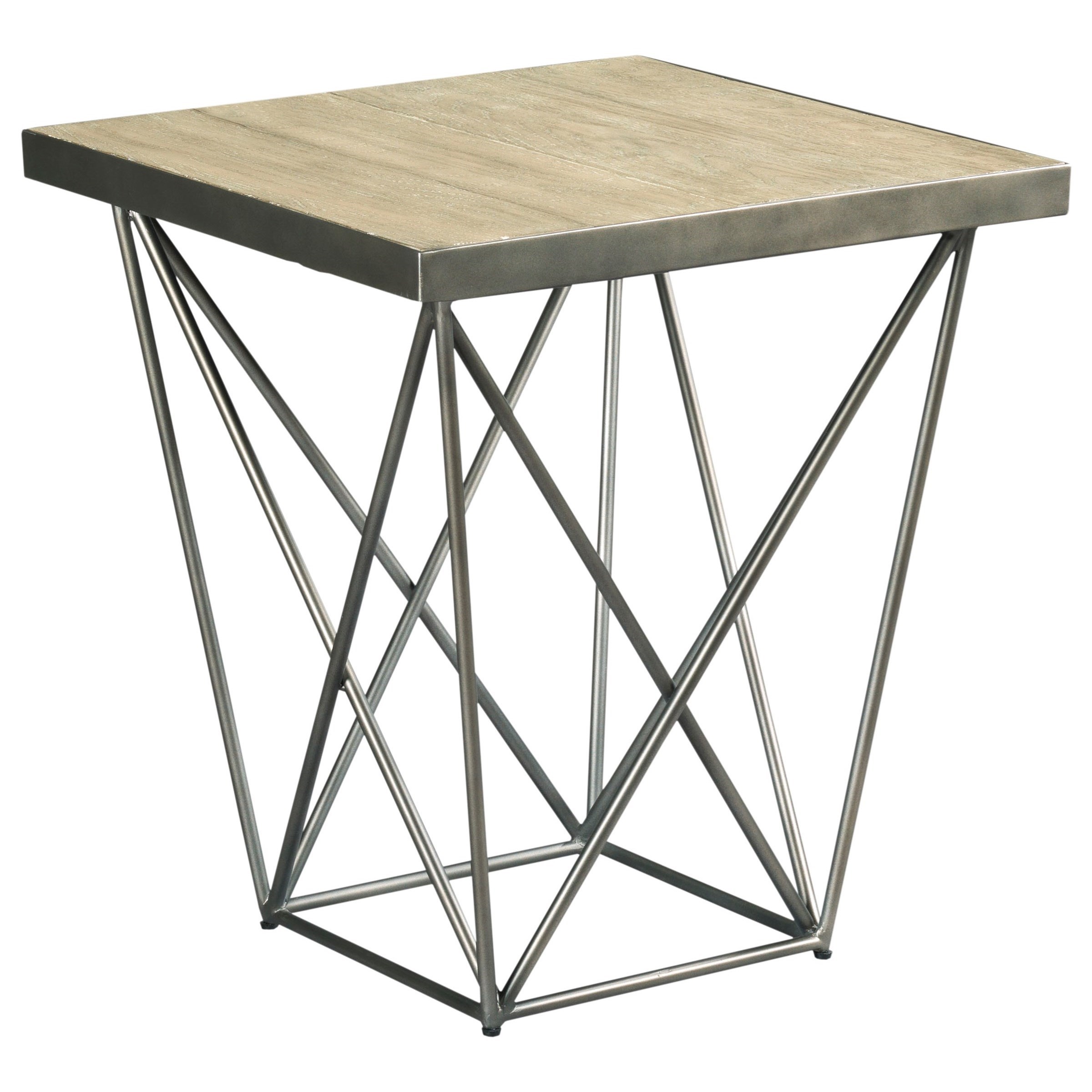Hammary Rafters Contemporary Square End Table with Geometric Base